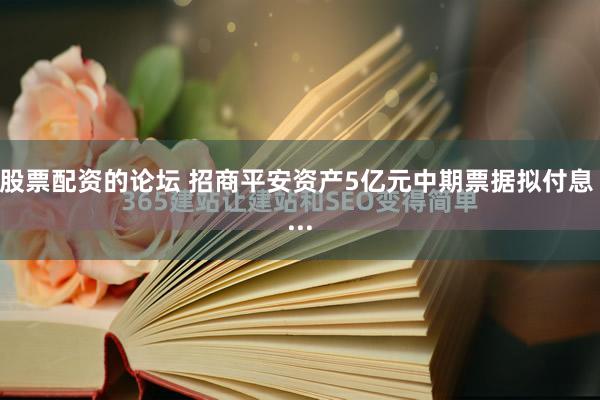 股票配资的论坛 招商平安资产5亿元中期票据拟付息 ...